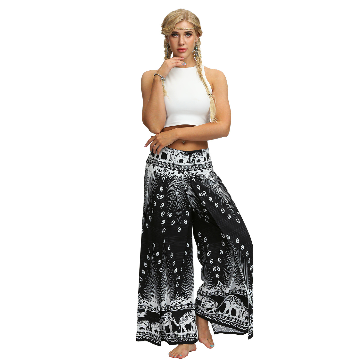 Title 10, Digital Print High Waist Wide Leg Yoga Pants Fa...