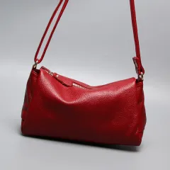 Casual Simple One-shoulder Crossbody Women's Soft Leather Bag - Red - View 1