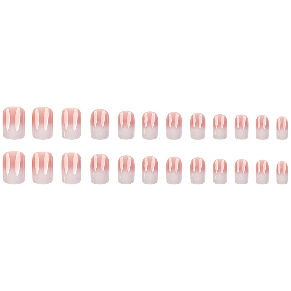 Simple Pink And White Gradient Detachable Nail Art 5