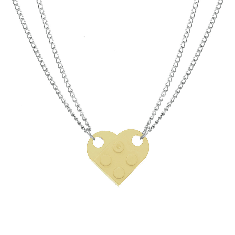 Creative Heart-shaped Necklace Can Be Spliced And Disassembled Interesting Building Blocks Couple