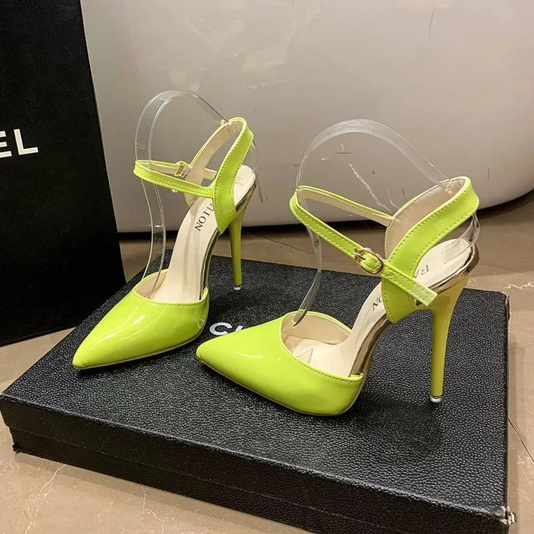 European And American Ankle-strap Buckle Sandals Women - Green