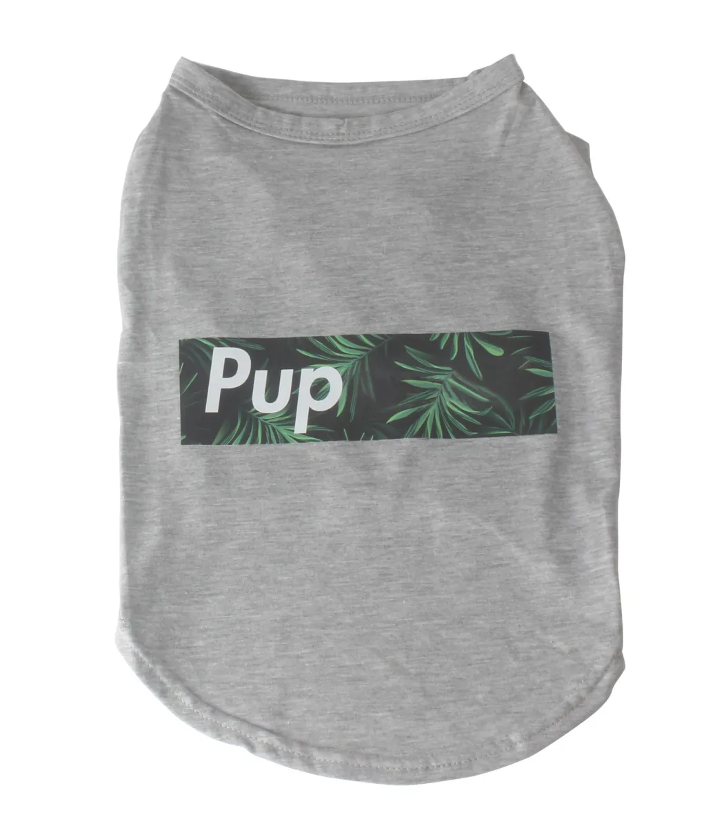 Puppy Pet Clothes Summer Large Dog French Fighting Cow Cotton Vest - Gray Green Leaf