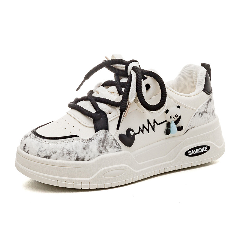 Womens White Sneakers Versatile Sporty Dad Shoes With Thick Soles