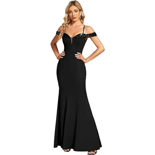 Women's Clothing Off neck Sling Evening Long Dress Black - Shop at LoveMi
