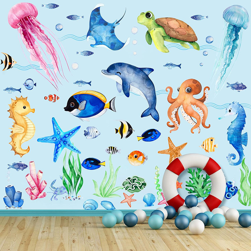 Summer Ocean Cartoon Dolphin Wall Poster