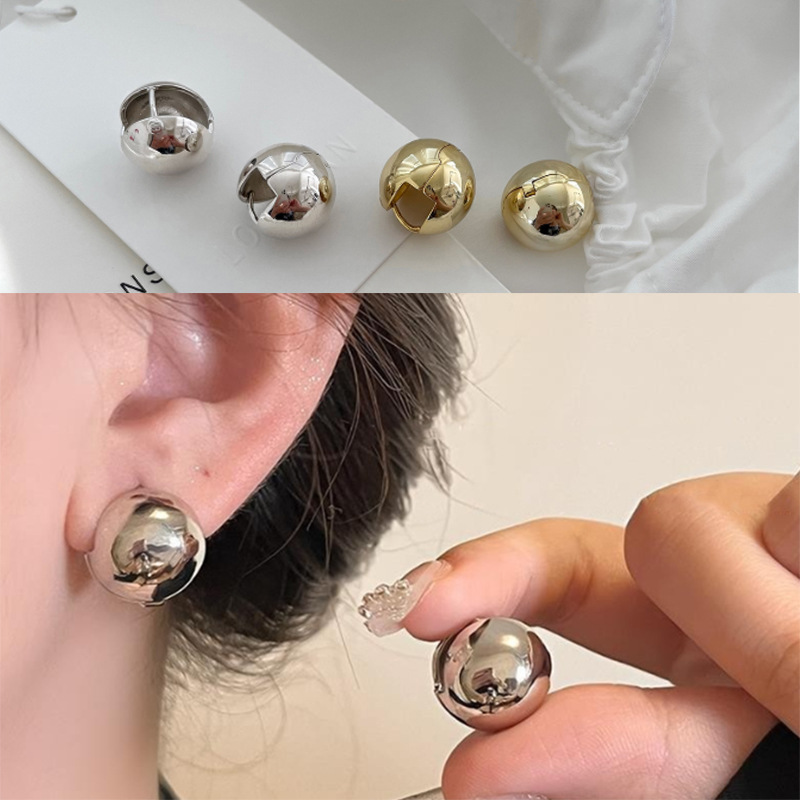 Womens Versatile Minimalist Round-pearl Earrings With A Premium, Sophisticated Vibe