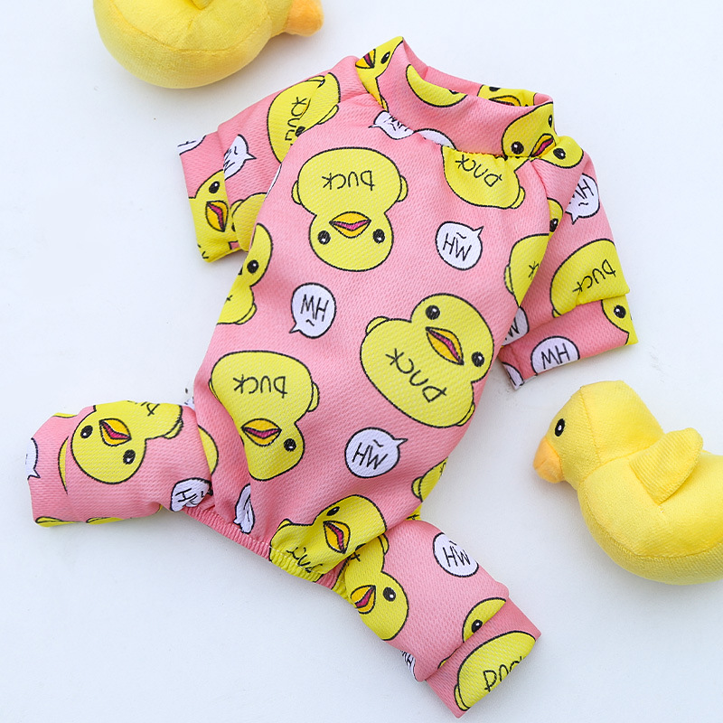 Pet Dog Cat Four legged Clothes Supplie Duck Cartoon Pajamas Bottoming Out L Back Length 35Cm - Shop at LoveMi
