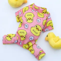 Pet Dog Cat Four-legged Clothes Supplie Duck Cartoon Pyjamas Bottoming Out - L Back Length 35Cm - View 1