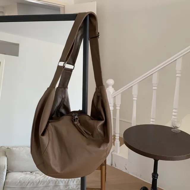 One shoulder Pu Soft Leather Dumpling Bag Crossbody Brown - Shop at LoveMi