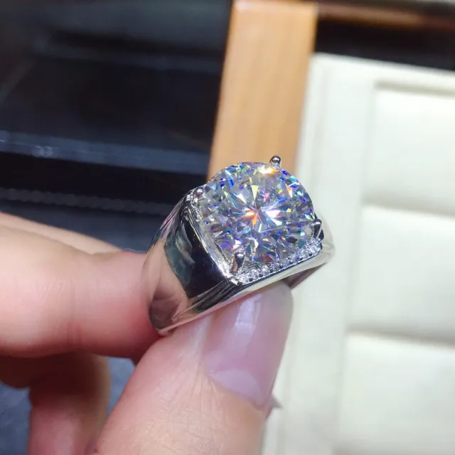 Men's 5 Karat Eight Hearts And Eight Arrows Plated PT950 Simulation Moissanite Open Ring Pt950 - Shop at LoveMi