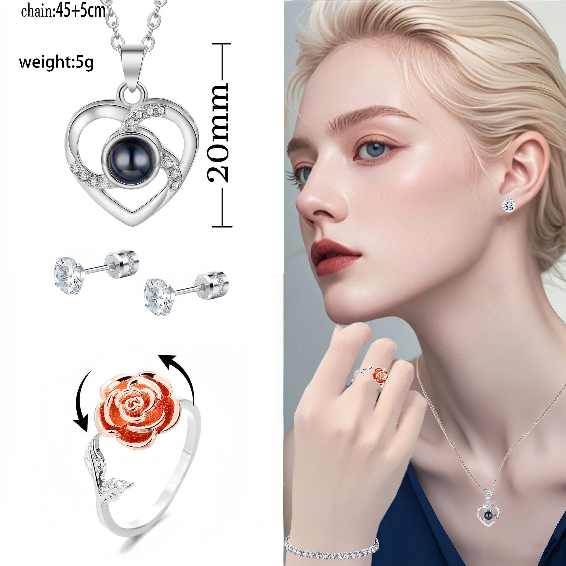 Heart-Shaped Love Language Projection Necklace