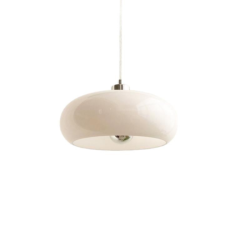 Middle Aged Milk White Bauhaus Glass Three Headed Egg Tart Pendant Light