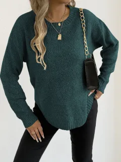 Fashion Loose Flower Velvet Women's Pullover Bottoming Sweater - Dark Green - View 1