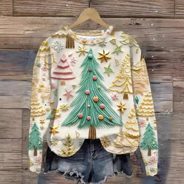 Women's Versatile Christmas 3D Digital Print Sweatshirt Qty02 - Shop at LoveMi