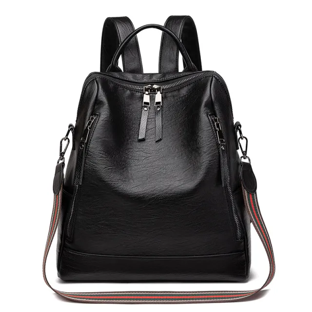 Women's Minimalist Leather Versatile Casual Backpack Black - Shop at LoveMi