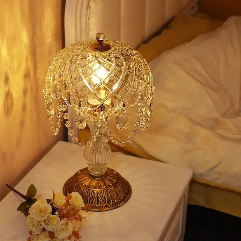 French-style All-copper Glass Pendant Crystal Table Lamp