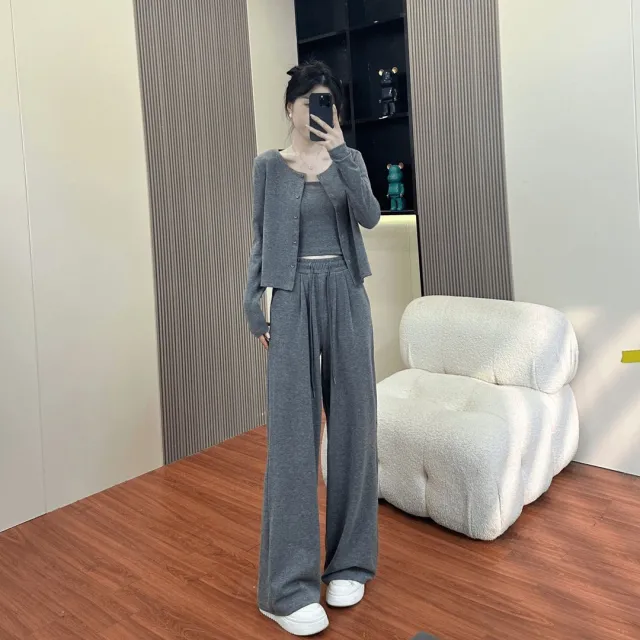Thin Sports Suit Casual Fashion Loose Ladies Light Gray - Shop at LoveMi