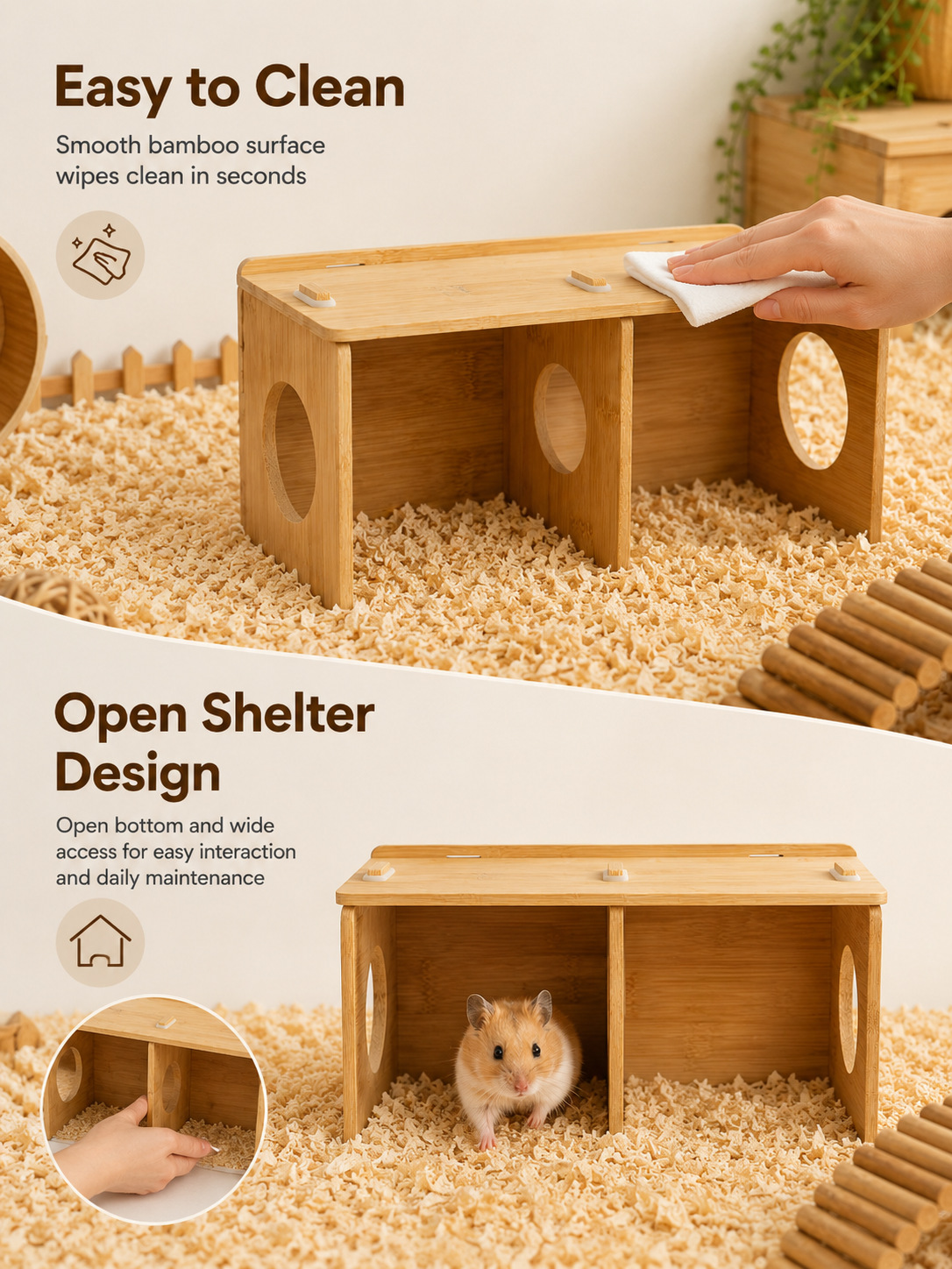 Hamster Squirrel Solid Wood Hideout Hedgehog Wooden House detail photo 3