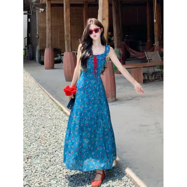 Blue Floral Spaghetti Strap Dress Women - Shop at LoveMi