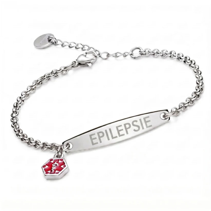 Stainless Steel Bracelet Silver-colored Bent-plate Laser-engraved Chain Lock