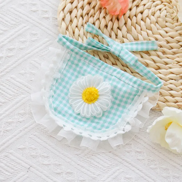 Fashion Voile Pet's Saliva Towel Semicircle Daisy Green Blue - Shop at LoveMi