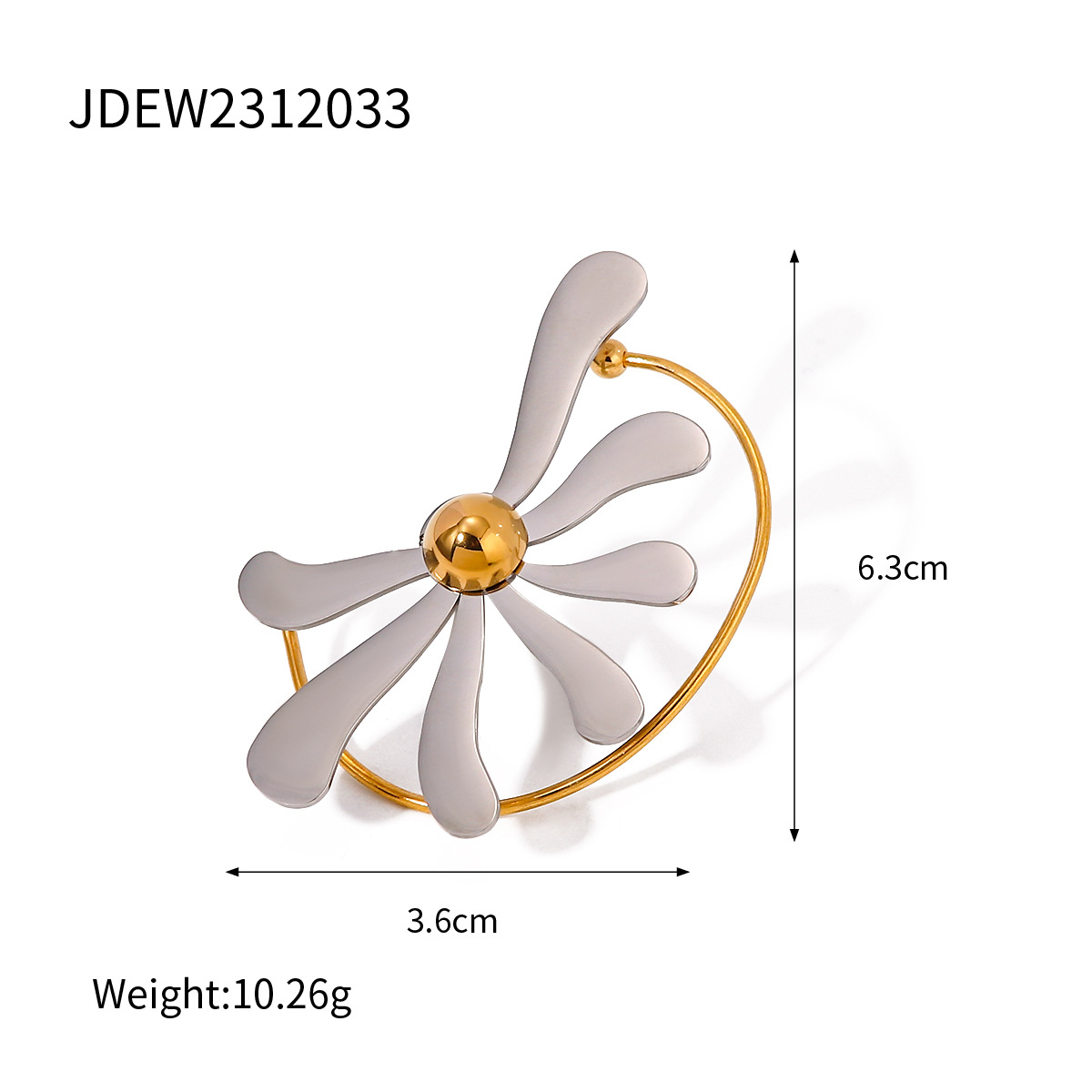 18K Gold Stainless Steel Gold And Silver Color Matching Little Daisy Ear Hanging