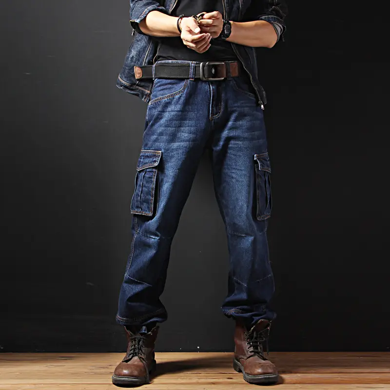 Men's Straight Cargo Pants Loose Plus Size