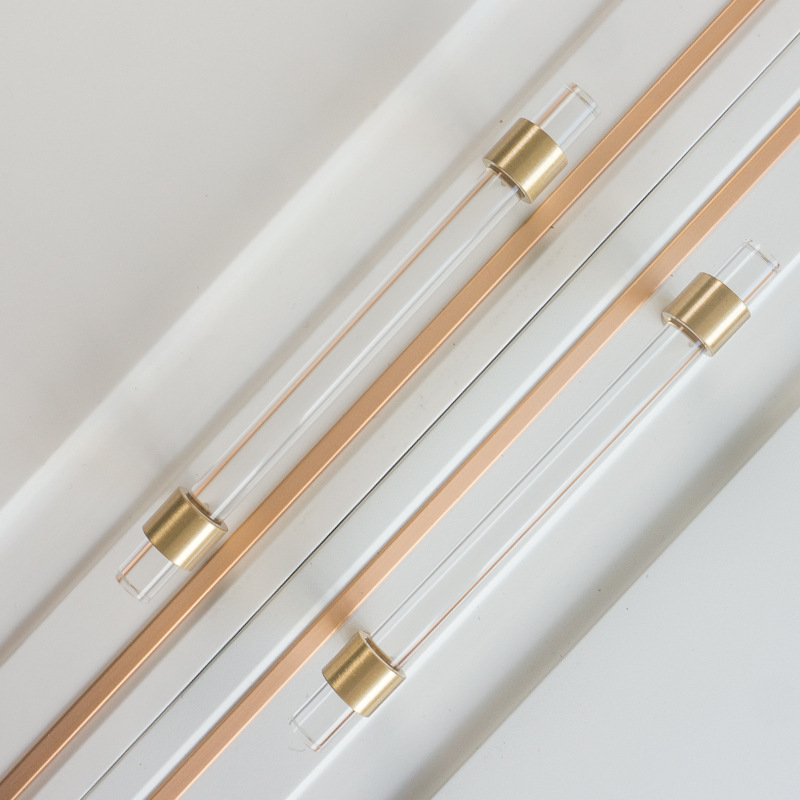 Acrylic brass long handle cabinet door handle (acrylic 128