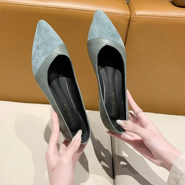 Women's Low cut Fashion Pointed Stitching Flat Shoes Green - Shop at LoveMi
