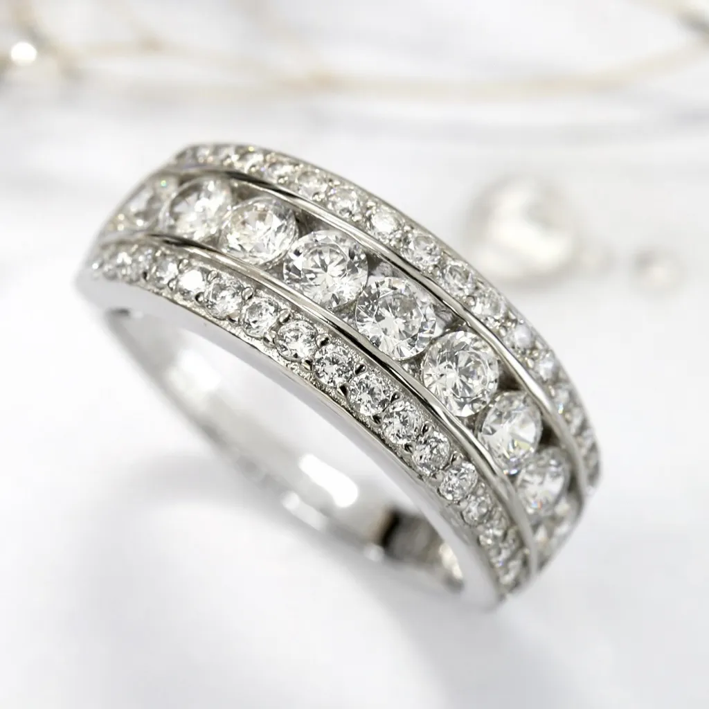 European And American Luxury Starry-ring - White Gold Colour