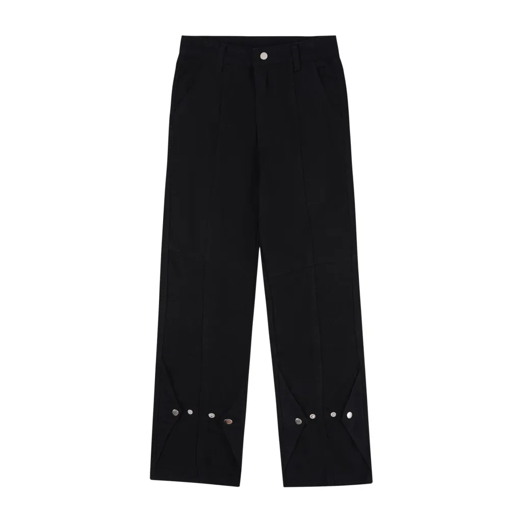 American-style Distressed Heavy Industry Straight Casual Jeans - Black