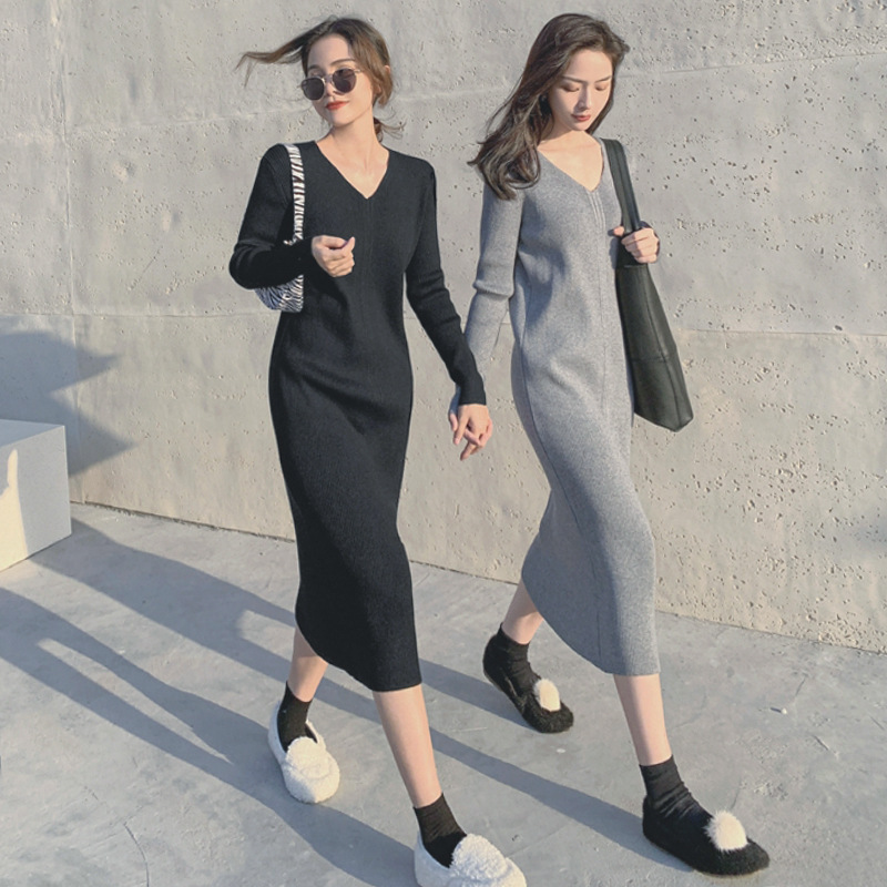 Slim-fit Knit Dress For Women, Perfect As An Underlayer With A Coat