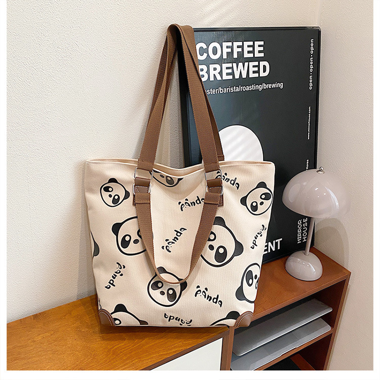Cute Panda Canvas Bag Female Cartoon Casual Shoulder