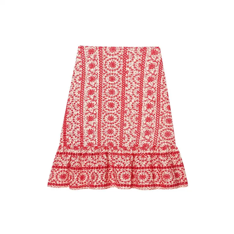 New Hollow Embroidered Short Top Midi Skirt Suit - Skirt