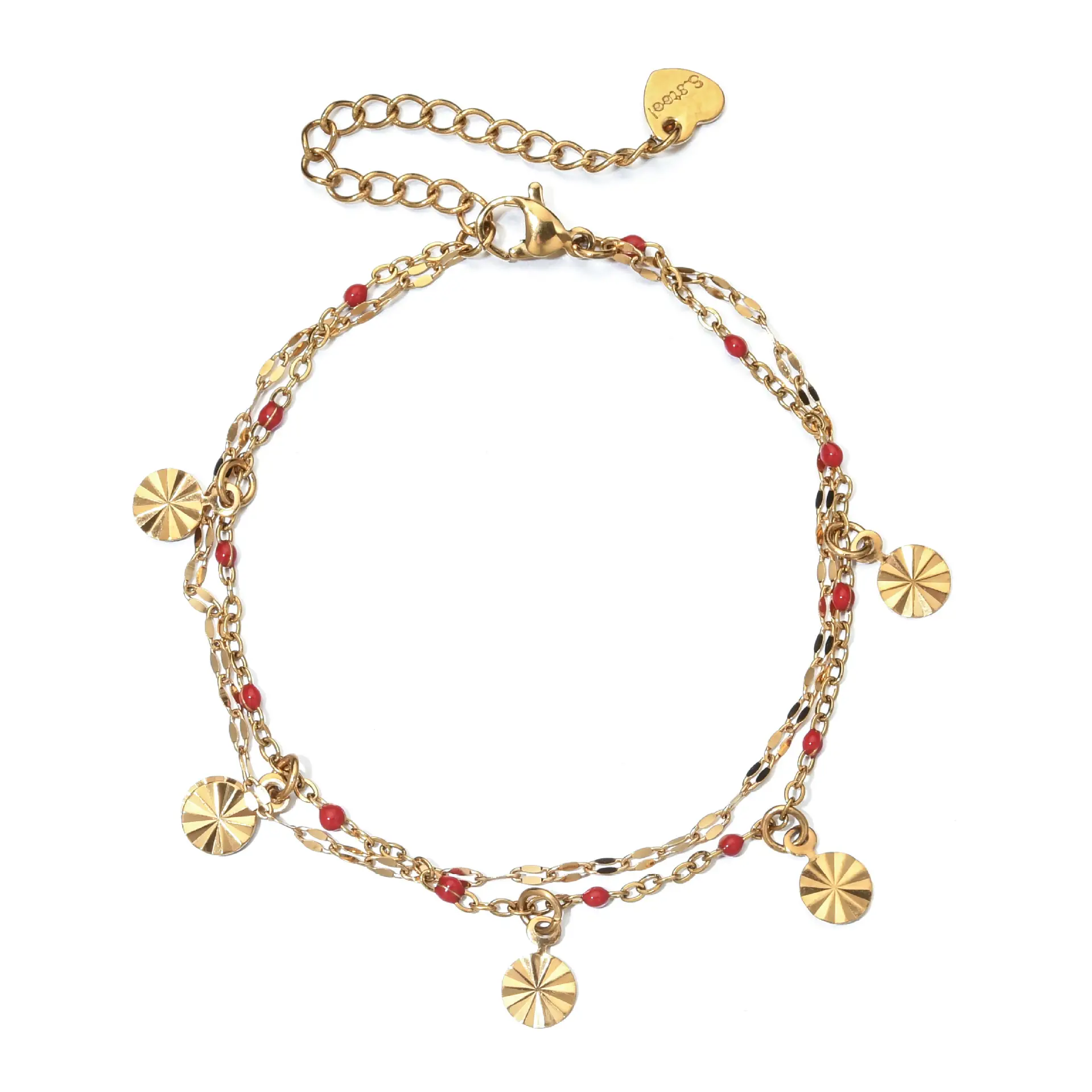 Fashionable Drop Oil Bean Round Double-layer Bracelet For Women