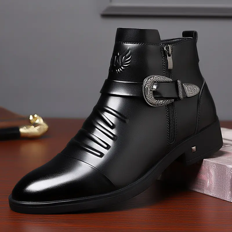 Men's Fashion British Leather Boots Business Formal