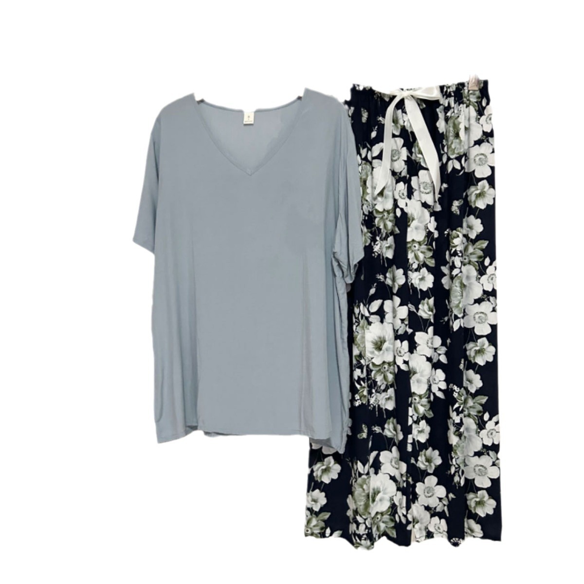 Summer Artificial Cotton Thin Short Sleeve Pants Loungewear Suit