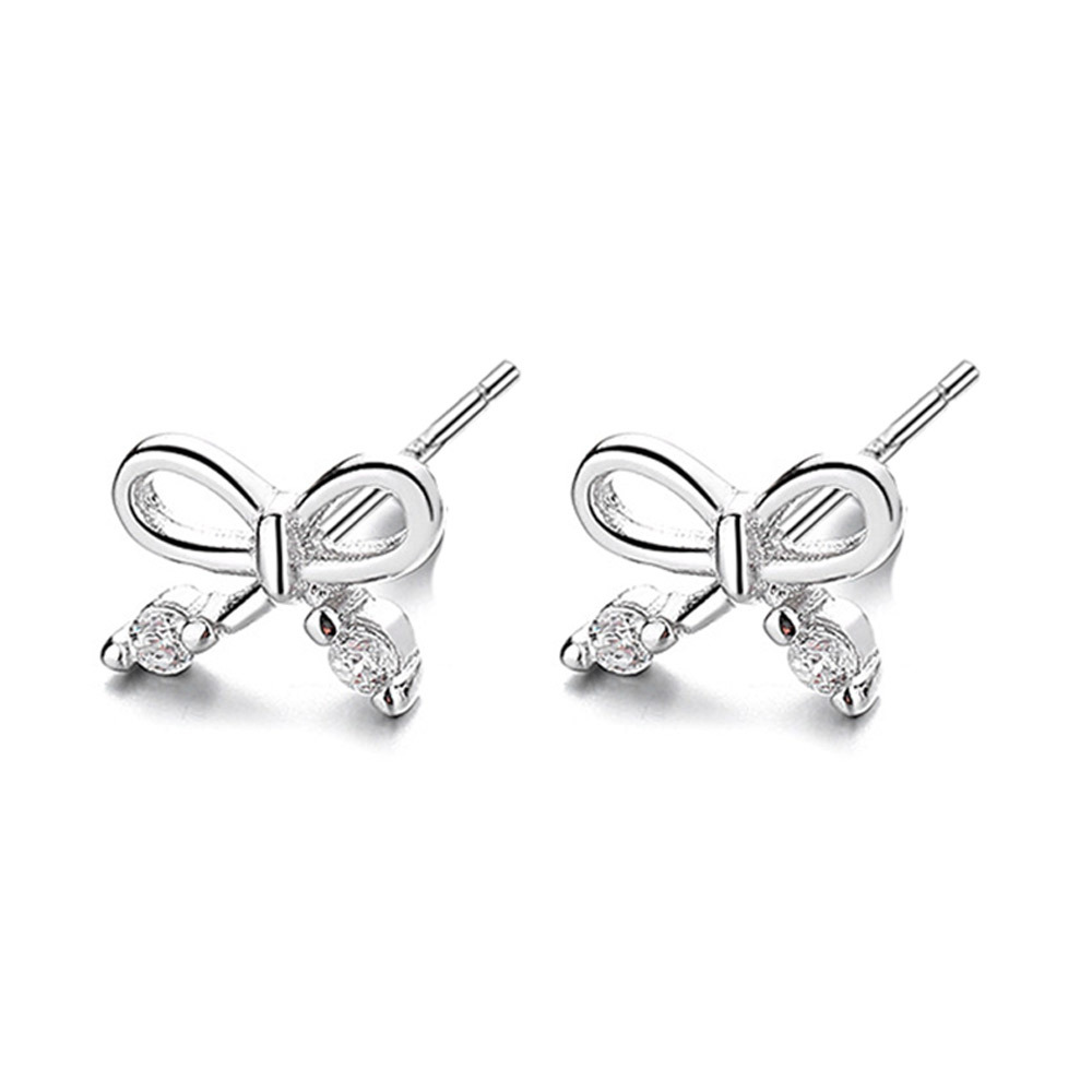 Women's Simple Zircon Bow Stud Earrings