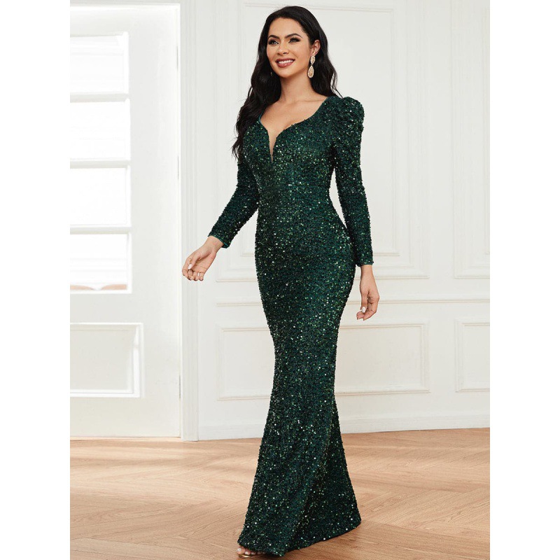 Sequin Long-Sleeve Long Dress, picture 9 of 9