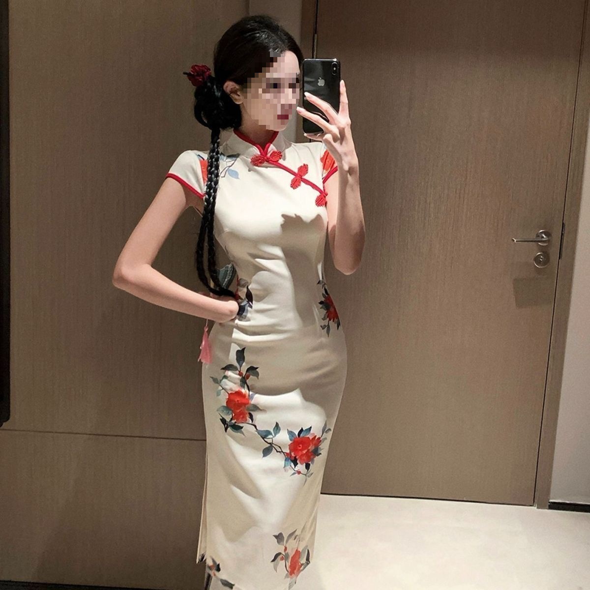 New Chinese-style Improved Cheongsam Buttoned Dress