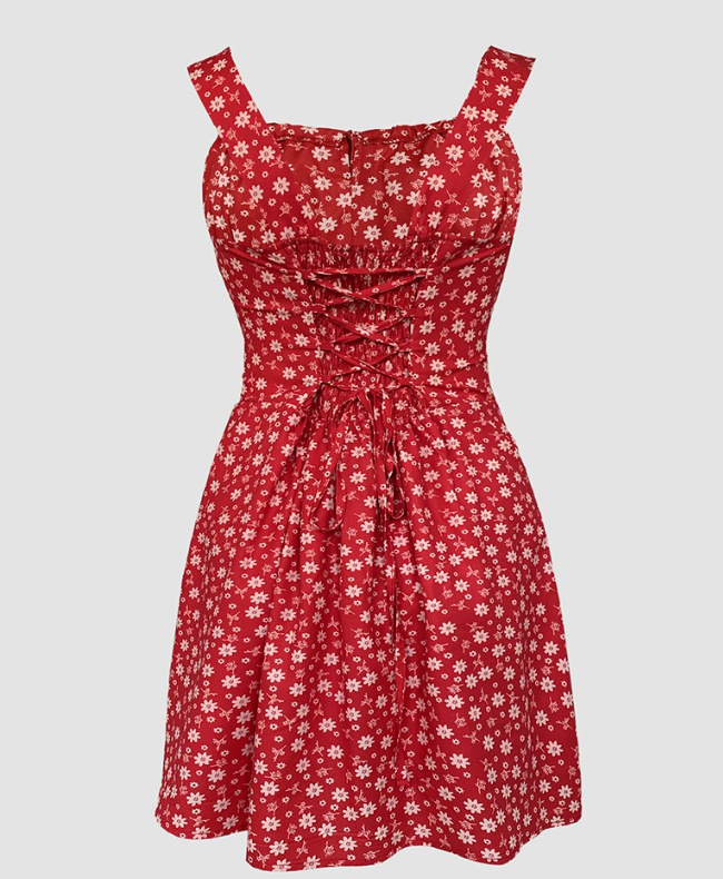Women's straight-leg jumpsuit in pink small floral, full length view