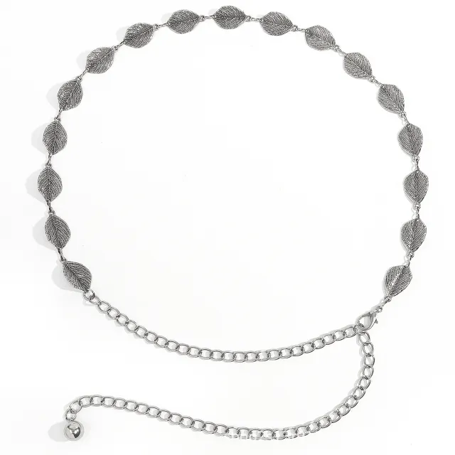 Leaf Style Waist Chain Retro Paired With Denim Skirt And Pants Silver - Shop at LoveMi