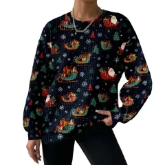 Digital Printing Pattern Shading Fashion Trend Round Neck Long Sleeve Sweater - I Style-Xl - View 1
