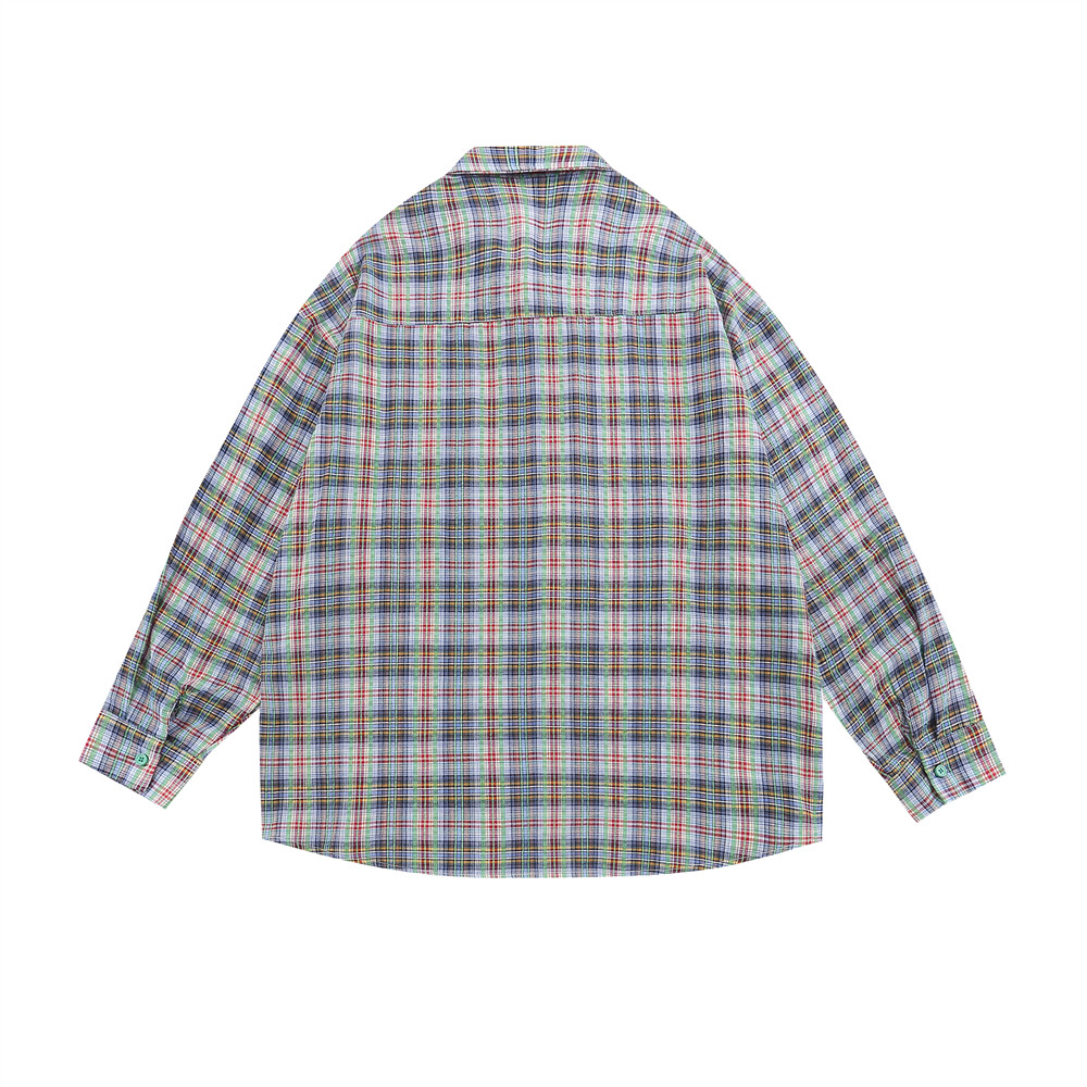 American Casual Retro Plaid Shirt Boys Loose Long Sleeve