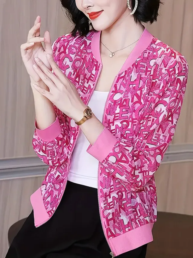 Zipper Jacket Small Thin Long sleeved Top Colorful Printing G114Z145 - Shop at LoveMi