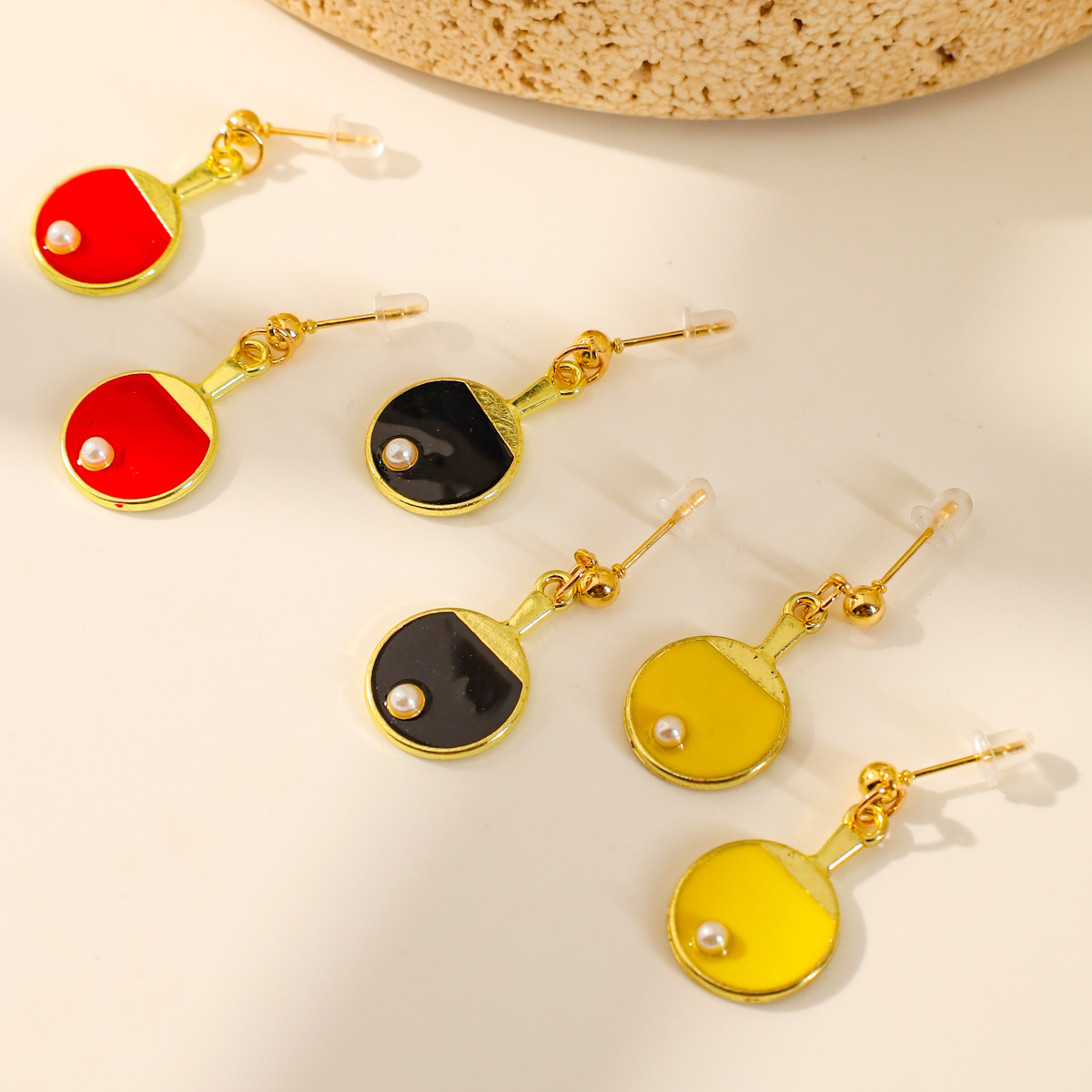 Creative Handmade Table Tennis Paddle Earrings