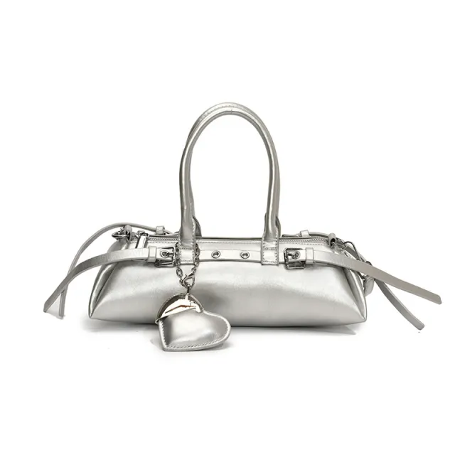 Niche Bowling Bag Design Commuter Fashionable Shoulder Bag Silver - Shop at LoveMi
