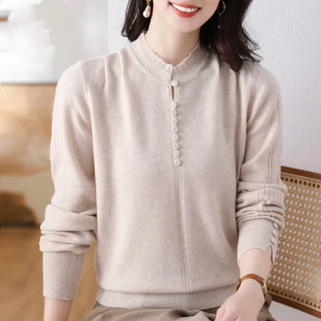 Women's Wool Sweater Autumn And Winter Loose Beige - Shop at LoveMi
