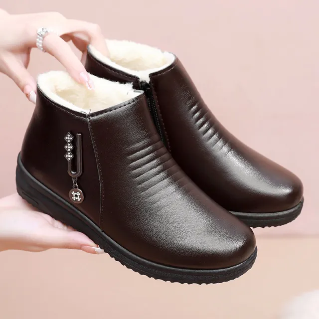 Winter Mom Shoes Elderly Cotton Shoes Soft Sole Warm Brown - Shop at LoveMi