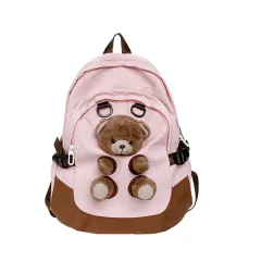 Children's Backpack Casual Patchwork Waterproof - Pink - View 1